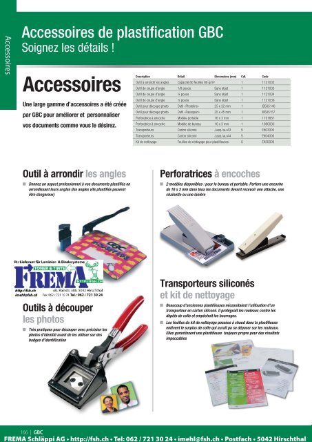 FREMA - CATALOGUE Sortiment Plastifier/Laminer Http://ibico.ch