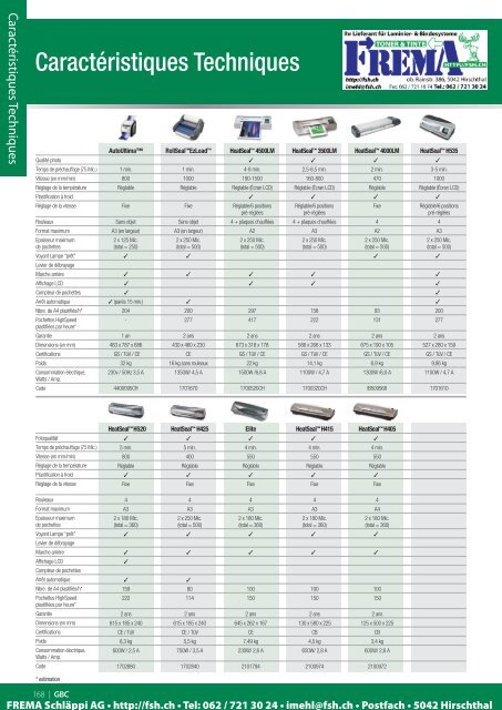 FREMA - CATALOGUE Sortiment Plastifier/Laminer Http://ibico.ch