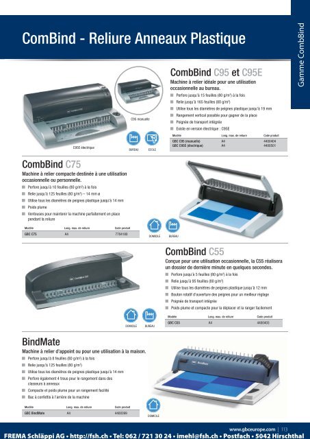 FREMA - CATALOGUE Sortiment de Relier/Reliures Http://ibico.ch