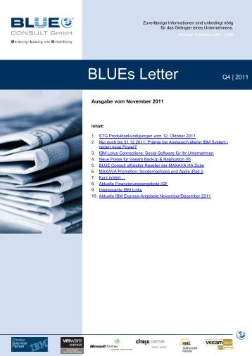 BLUEs Letter Q4 | 2011 - BLUE CONSULT GmbH