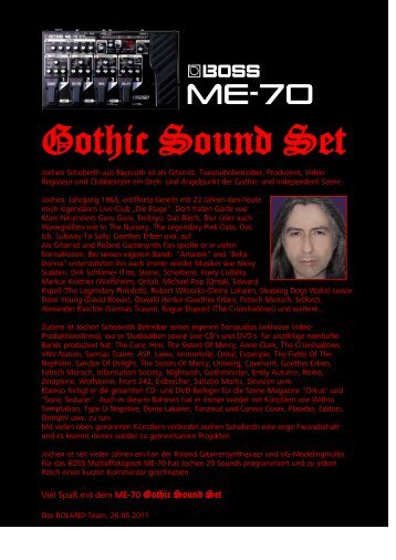 Boss ME-70 Gothic Sound Set - Sounds der Helden