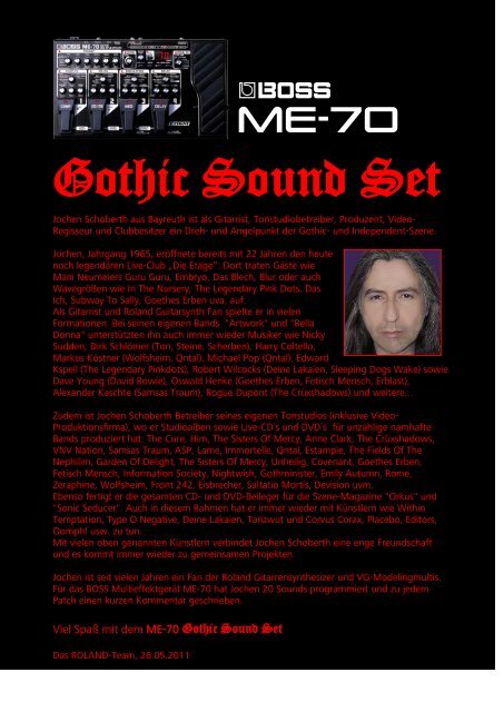 Boss ME-70 Gothic Sound Set - Sounds der Helden