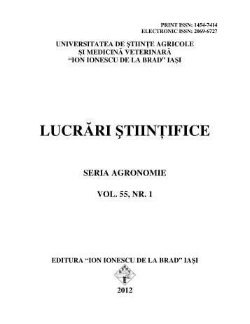 LUCRĂRI ŞTIIN IFICE - Revista Lucrari stiintifice - Seria Agronomie