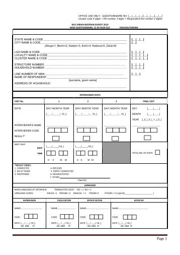 questionnaire serial no:[__|__|__|__] - Your Resource for Urban ...