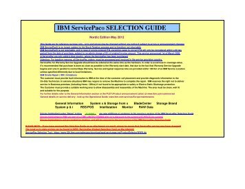 IBM ServicePac® SELECTION GUIDE
