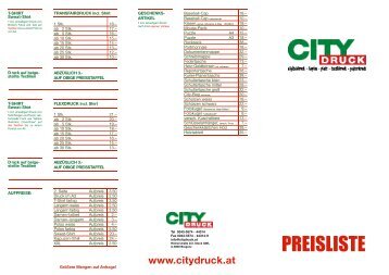 Preisliste - Citydruck Bregenz