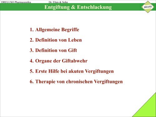 Entgiftung & Entschlackung - Dreluso Pharmazeutika GmbH