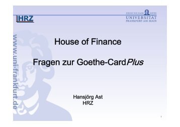 House of Finance Fragen zur Goethe-CardPlus