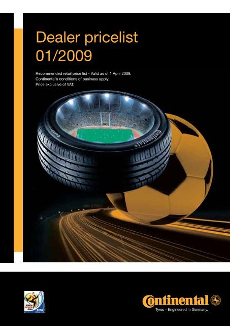 Dealer Pricelist 01 09 Continental Tyres Sa Dealer Pricelist 01 09 Continental Tyres Sa