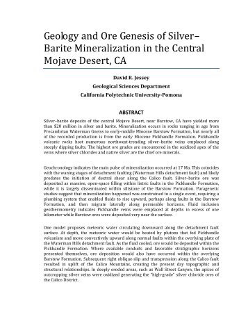 Geology and Ore Genesis of Silver–Barite Mineralization in the ...