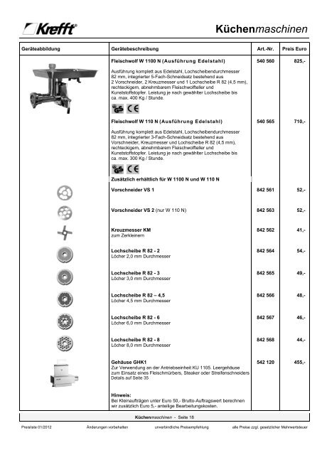 ch - Krefft Küchenmaschinen