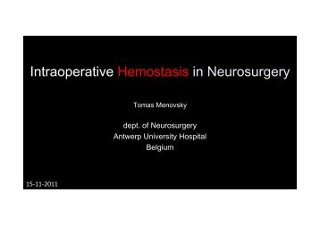 Intraoperative Hemostasis in Neurosurgery