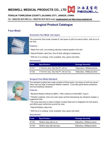 MEDWELL MEDICAL PRODUCTS CO., LTD Surgical Product ...