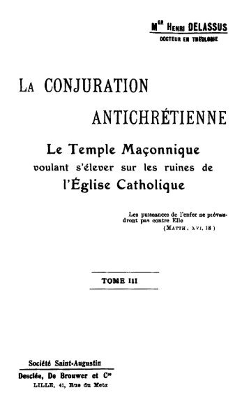 La conjuration antichrétienne (tome 3) - Livres mystiques