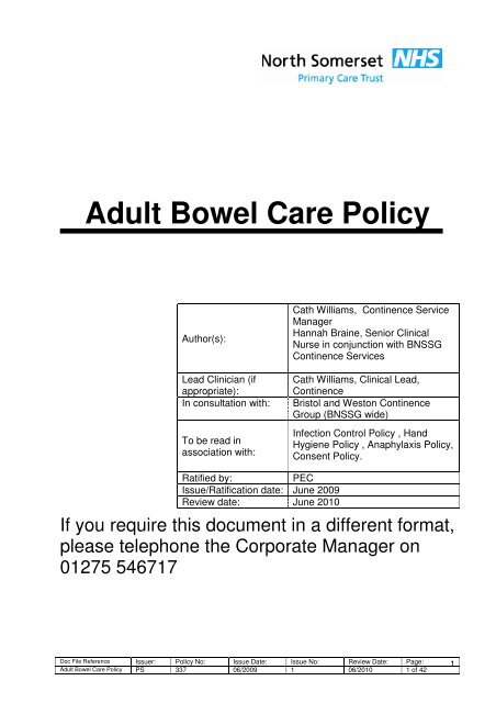 Adult Bowel Care Policy.pdf - NHS North Somerset