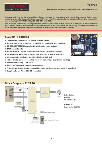 TL2720 TL2720 - Features Block Diagram TL2720 - MaxxVision