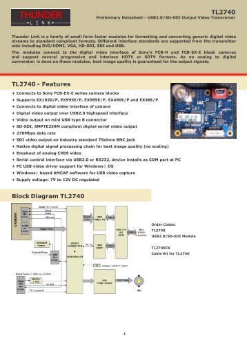 TL2740 TL2740 - Features Block Diagram TL2740 - MaxxVision