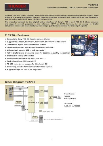 TL2730 TL2730 - Features Block Diagram TL2730 - MaxxVision