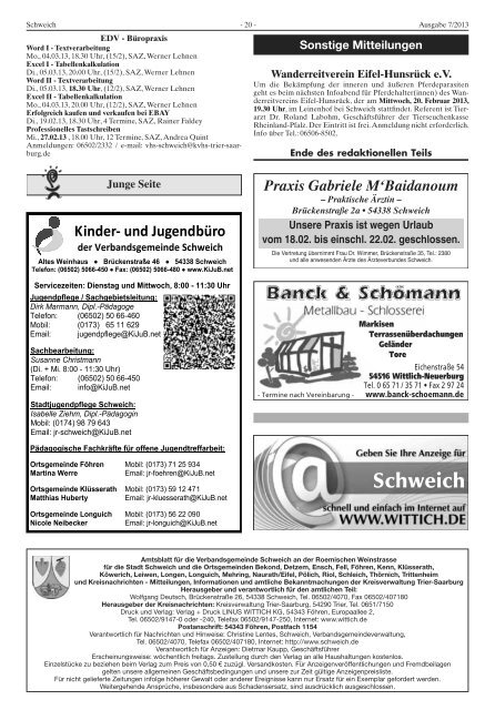 VERBANDSGEMEINDE S CHWEICH