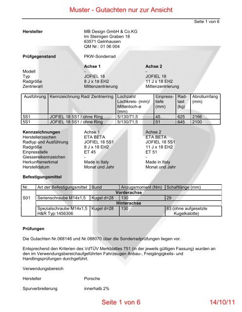 Muster - Gutachten nur zur Ansicht Seite 1 von 6 14/10/11