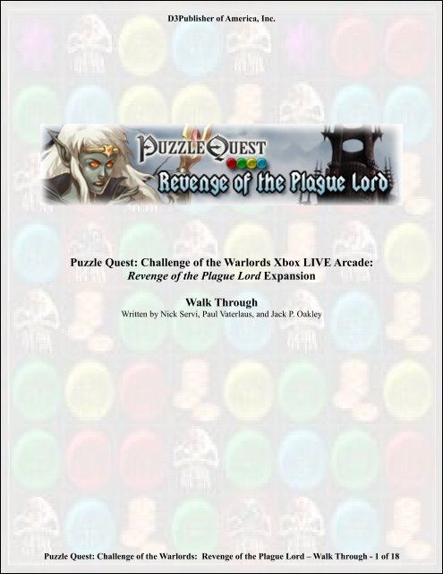 Puzzle Quest: Challenge of the Warlords Xbox LIVE ... - D3Publisher