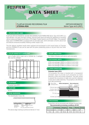 FUJIFILM SOUND RECORDING FILM ORTHOCHROMATIC ...