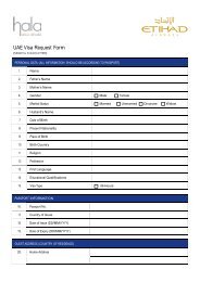 UAE Visa Request Form - Etihad Airways