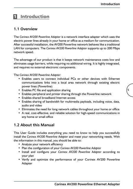 User Guide Corinex AV200 Powerline Ethernet Adapter