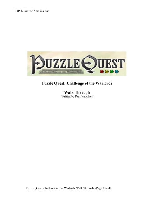 Puzzle Quest – Walk Through - D3Publisher