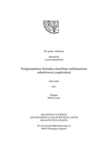 Periglasiaalisten ilmiöiden alueellinen ... - Helda - Helsinki.fi