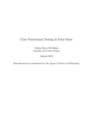 Cone Penetration Testing in Polar Snow - DSpace at Cambridge