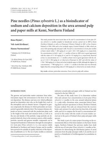 Pine needles (Pinus sylvestris L.) as a bioindicator of sodium and ...