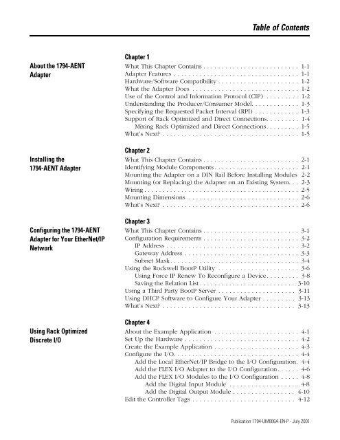 FLEX I/O EtherNet/IP Adapter Module User Manual, 1794-UM006A ...