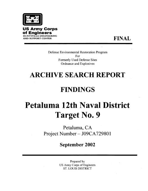 Petaluma Bombing Target Archive Search Report ... - Corpsfuds.org