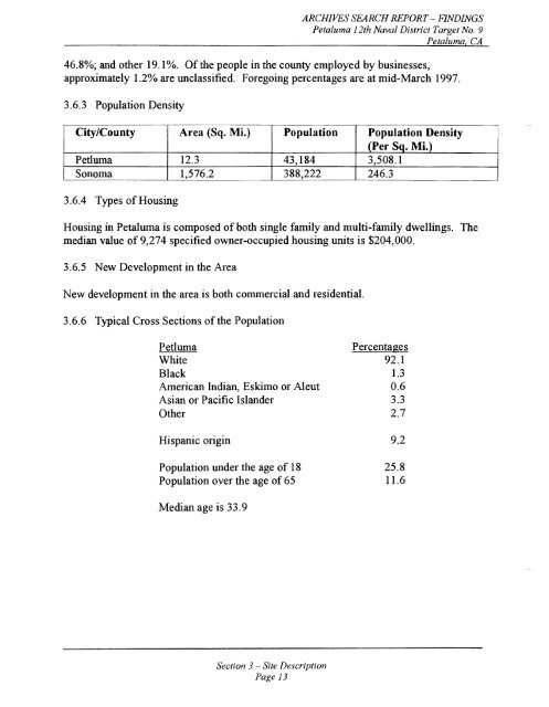 Petaluma Bombing Target Archive Search Report ... - Corpsfuds.org