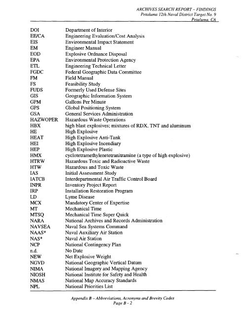 Petaluma Bombing Target Archive Search Report ... - Corpsfuds.org