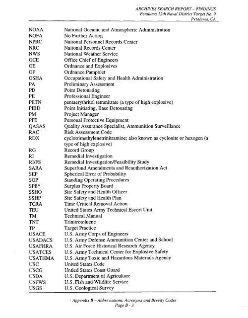 Petaluma Bombing Target Archive Search Report ... - Corpsfuds.org