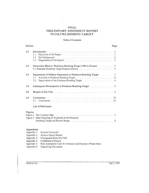 Petaluma Bombing Target Archive Search Report ... - Corpsfuds.org