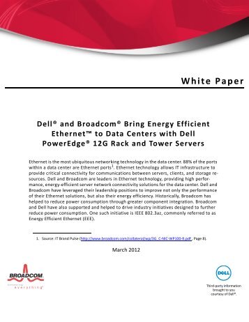 Dell® and Broadcom® Bring Energy Efficient Ethernet