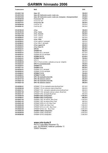 Garmin hinnasto 2006 - RXTX-Tuote