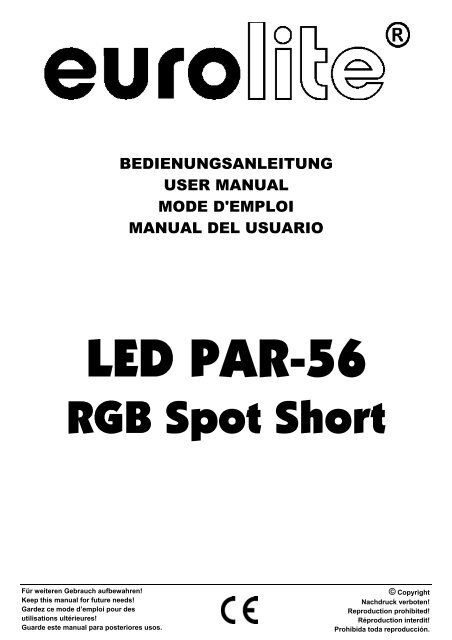 EUROLITE LED PAR-56 RGB Spot User Manual