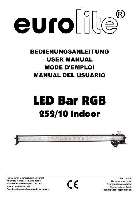 EUROLITE LED Bar RGB 252/10 20°/40° User Manual