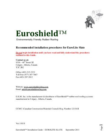 EuroLite Slate Installation Guide Revised Sept 2011 - Euroshield