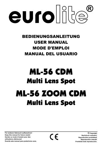 EUROLITE ML-56 CDM Multi Lens Spot User Manual