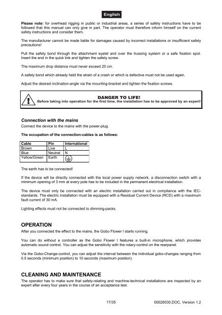 EUROLITE Gobo Flower I User Manual