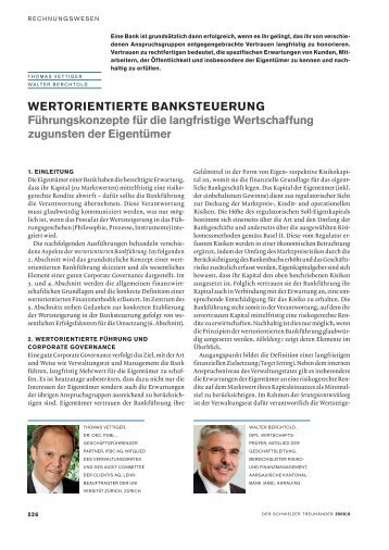 WERTORIENTIERTE BANKSTEUERUNG Führungskonzepte ... - IFBC