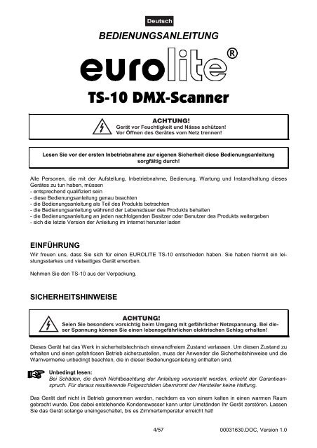 EUROLITE TS-150 User Manual