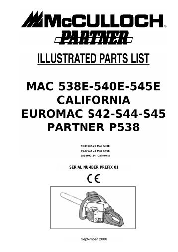 IPL, McCulloch, Euromac, Mac 538 E, Mac 540 E, Mac 545 E ...