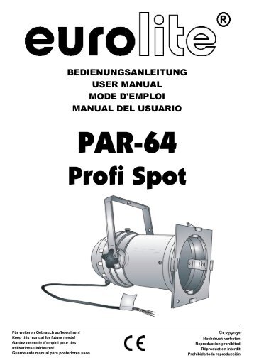 EUROLITE PAR-56 Spot w/cable & brake User Manual (#4910)