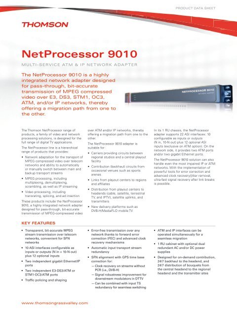 NetProcessor 9010 Multi-Service ATM & IP Network Adapter